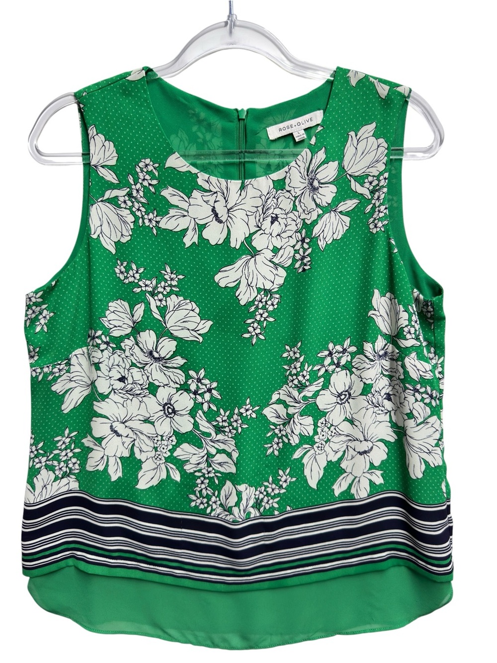 Silky Chiffon Crepe Knit Polka Dots Bouquet Floral Blouse Tank Top